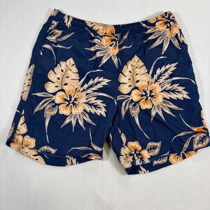 Tommy Bahama Relax Mens M Swim Trunks Shorts Navy Blue Tropical Hibiscus Floral